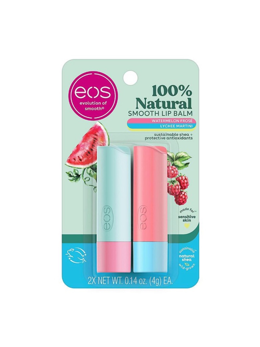 eos Smooth Lip Balm Duo in Mint (Light Aqua) & Pink
